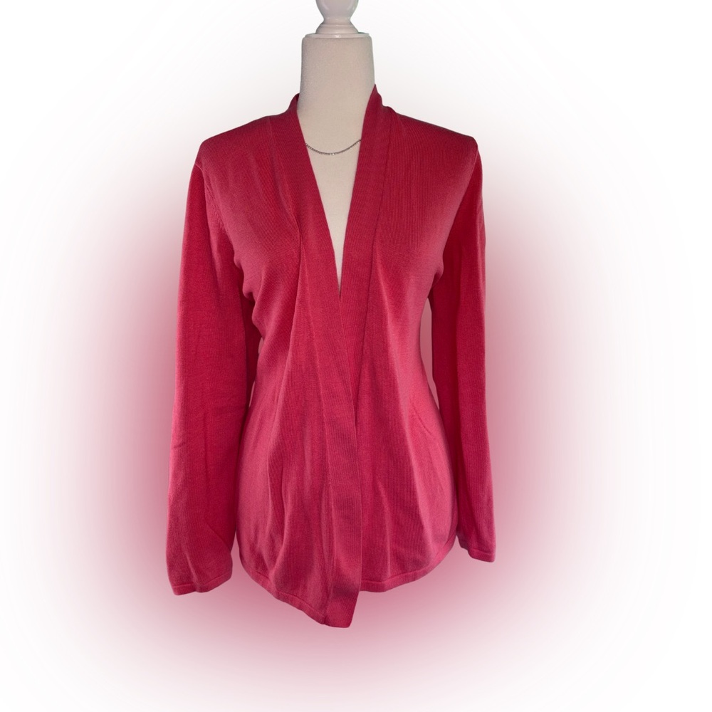 Croft & Barrow Pink Coral Open Front Soft Knit Drape Cardigan Size L